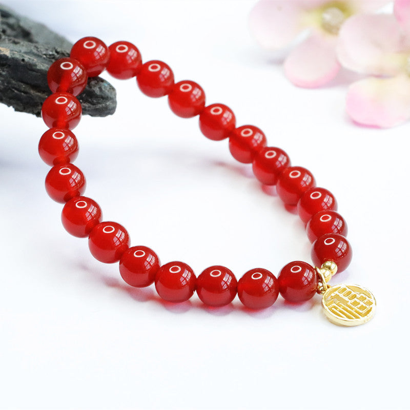 Golden Blessing Red Agate Bracelet for Fortune's Favor