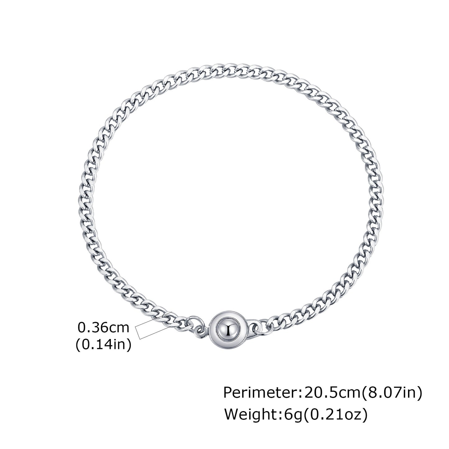 Planderful Stainless Steel Chain Bracelet For Men Snap On