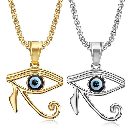 Planderful Horus Eye Pendant Necklace Gold Plated Stainless Steel Everyday Genie Collection Gift For Egyptology Fans