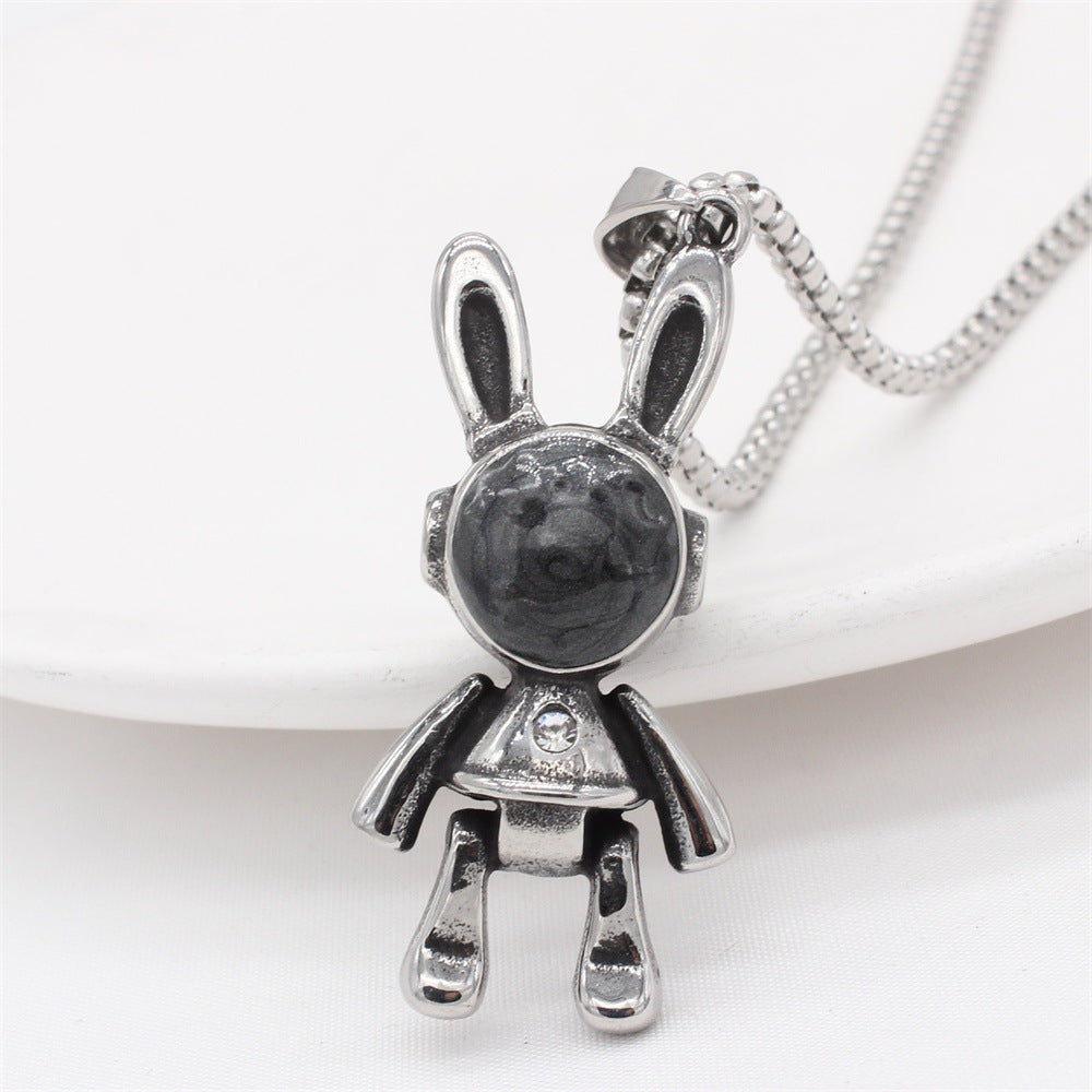 Planderful Everyday Genie – European and American Retro Rabbit Titanium Steel Pendant for Men