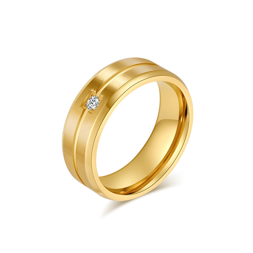 Planderful Titanium Steel Ring For Men With Zircon Inlay Minimalist Wedding Band Everyday Genie Collection