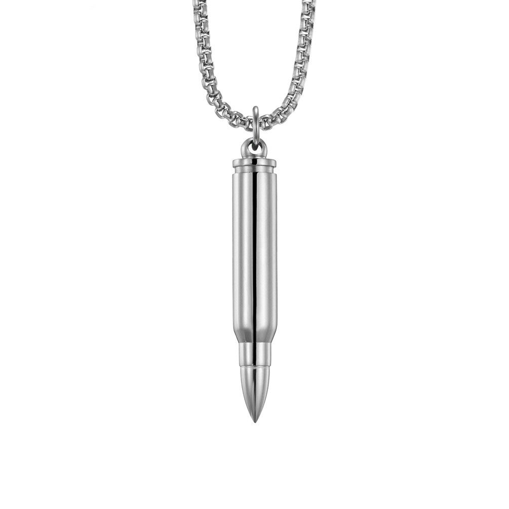 Titanium Steel Bullet Pendant Necklace for Men Essential Oil