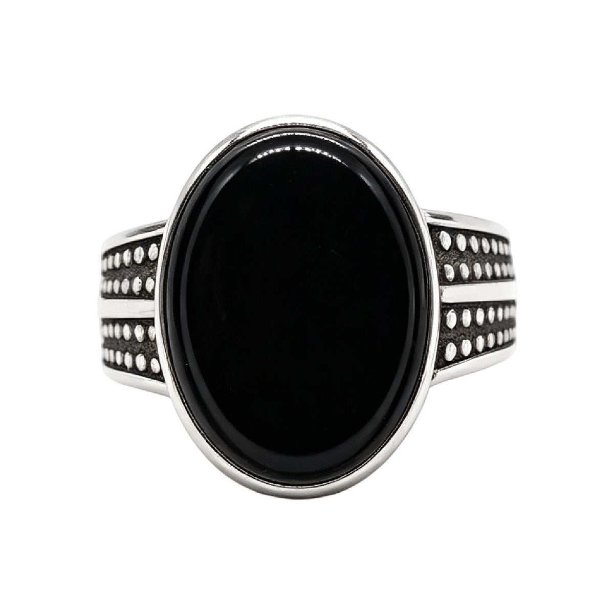 Double-Row Gemstone Titanium Steel Ring