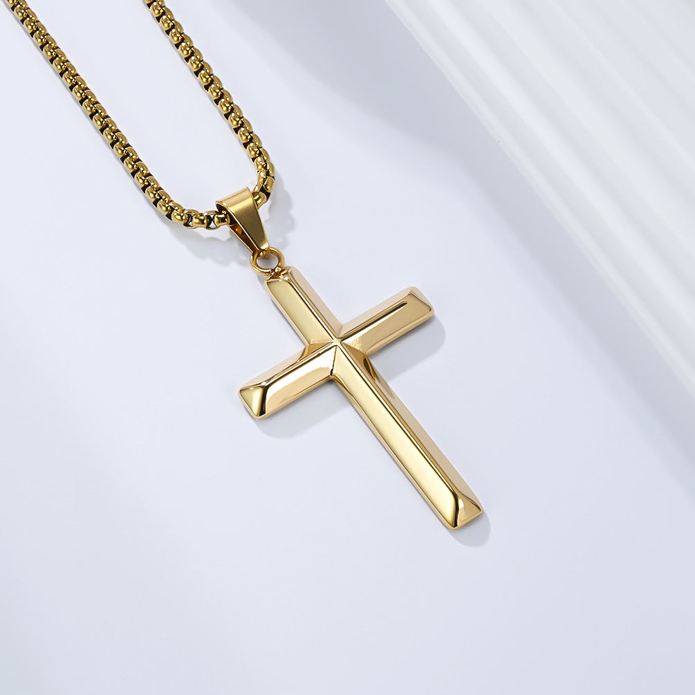 Stainless Steel Cross Necklace Planderful Everyday Genie Unisex Premium Glossy Rhombus Pendant