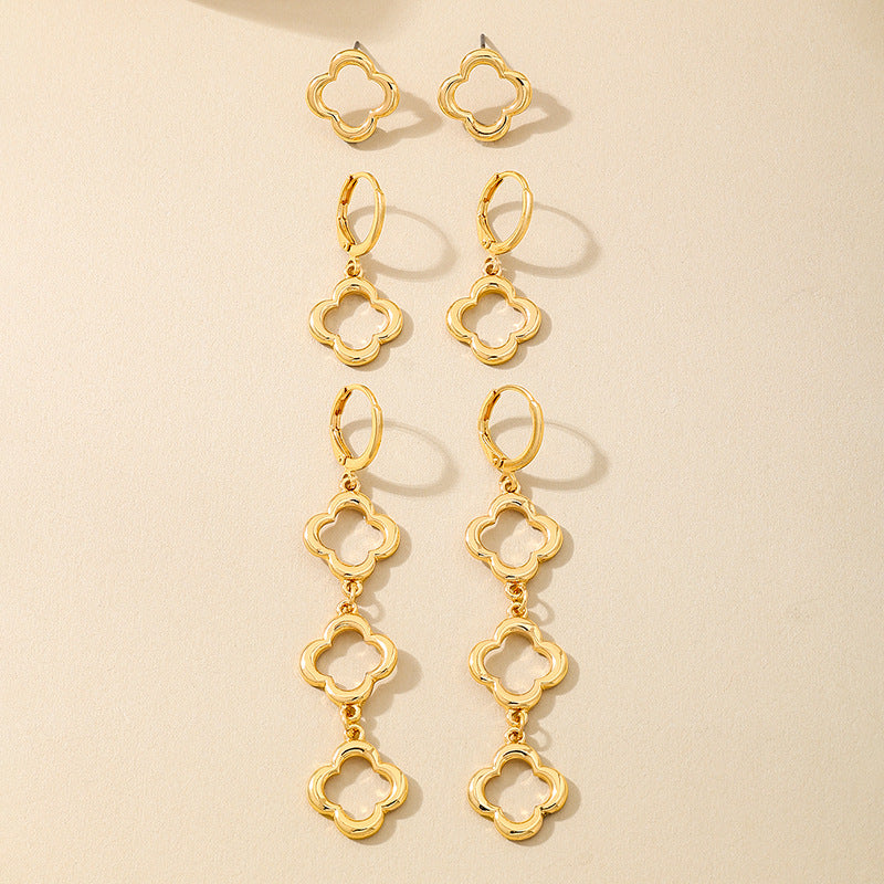 Planderful Vienna Verve Earrings Set – Exquisite Four-Leaf Clover Design
