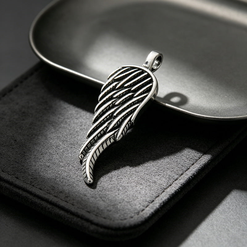 Retro Style Feather Wings Pendant Indian Style Eagle Claw Feather Angel Wings Stainless Necklace