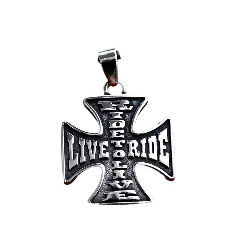 Fashionable Titanium Steel Cross Pendant for Men - Wholesale Stainless Steel Letter Design, Ideal for Cross-Border Trade in Europe and the USA