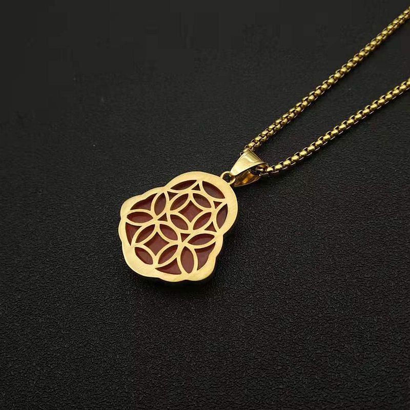 Planderful Maitreya Buddha Pendant Necklace Stainless Steel Gold Plated Zircon Opal Hip Hop Style For Men Women