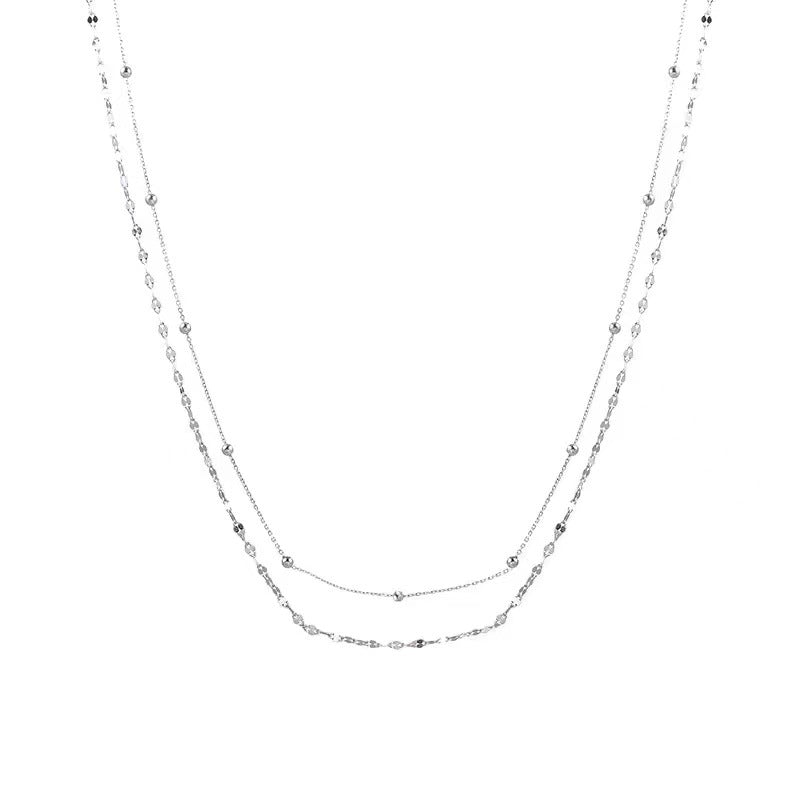 Planderful Jewelry Steel Necklace Double Layer Collarbone