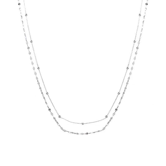 Planderful Jewelry Steel Necklace Double Layer Collarbone