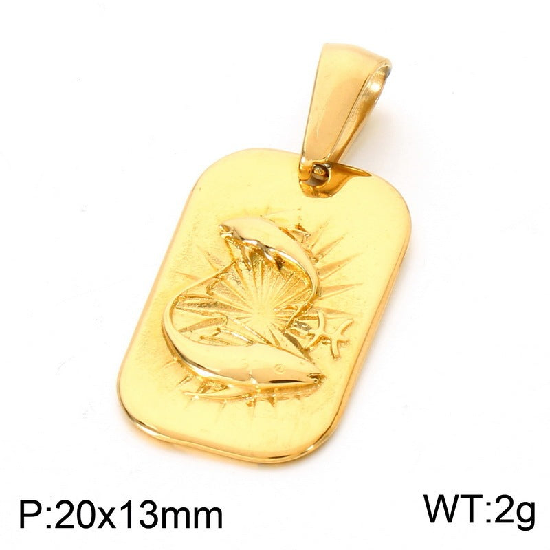 Niche Many Elements Myth Pendant Tower Conch Trident Feather Stainless Steel Men's Pendant Necklace