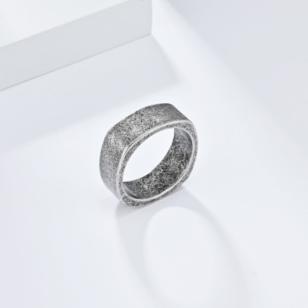 INS Neutral Simple Square Titanium Steel Ring for Men