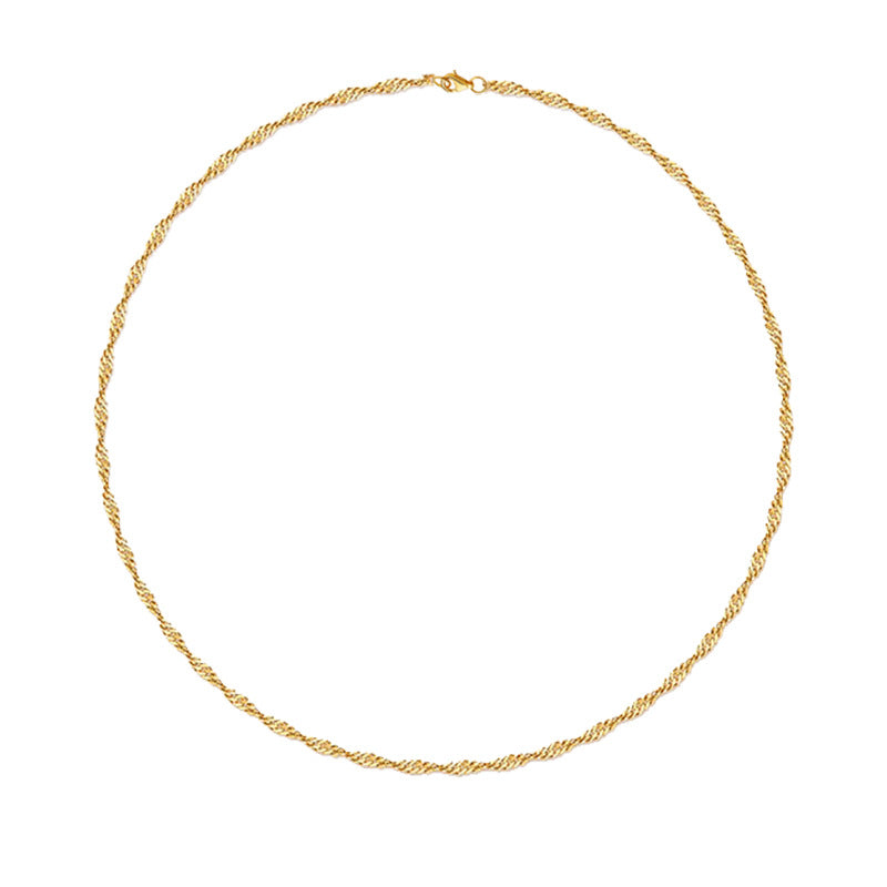 Planderful Jewelry Water Wave Chain Necklace in Titanium Steel for Men Timeless Collarbone Style