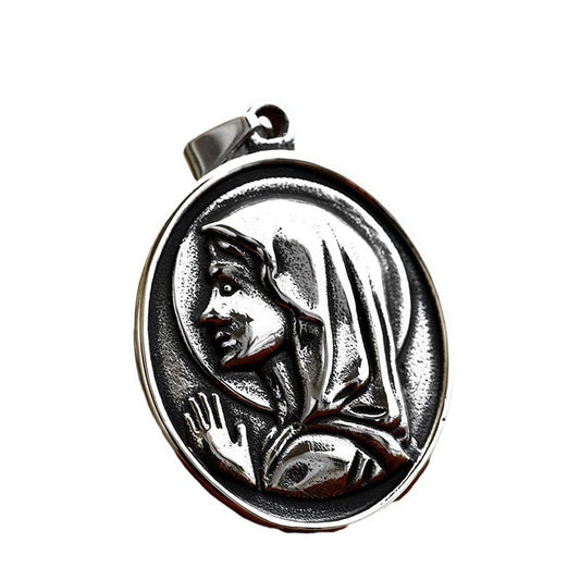 Retro Stainless Steel Virgin Mary Pendant for Men - Cross-Border Wholesale Jewelry