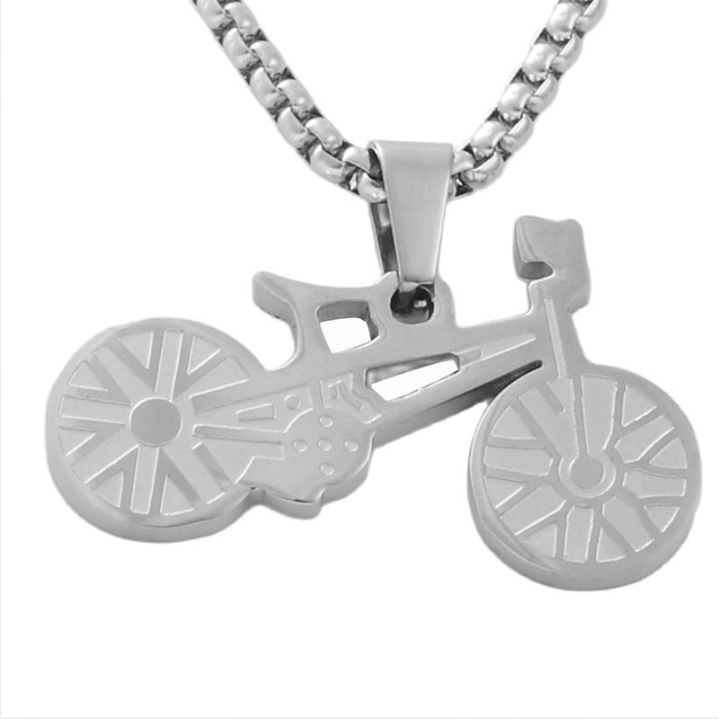 Trendy Titanium Steel Bicycle Pendant Necklace for Men - Retro Style