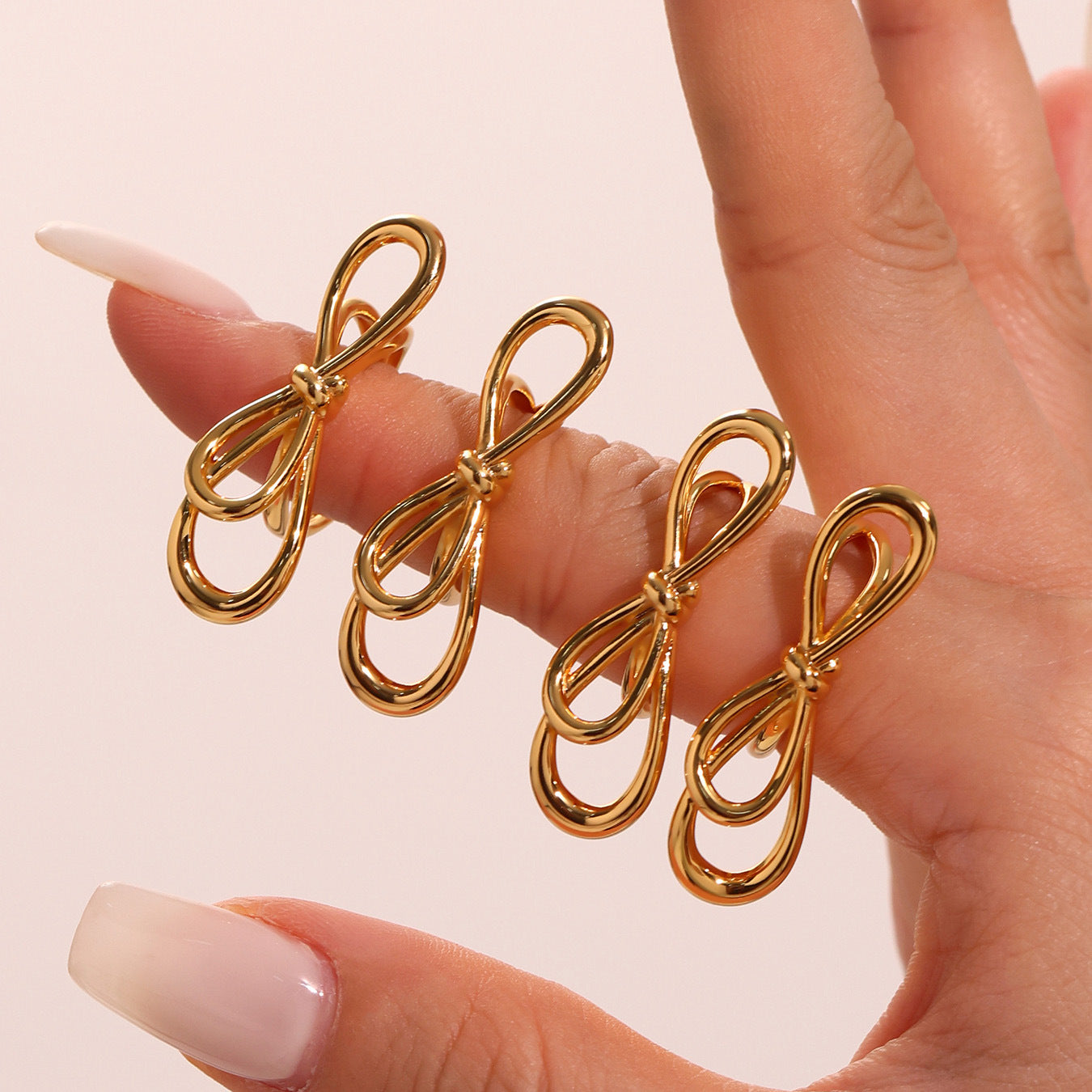 Planderful Bow Open Ring For Women Plated 18K Gold Copper