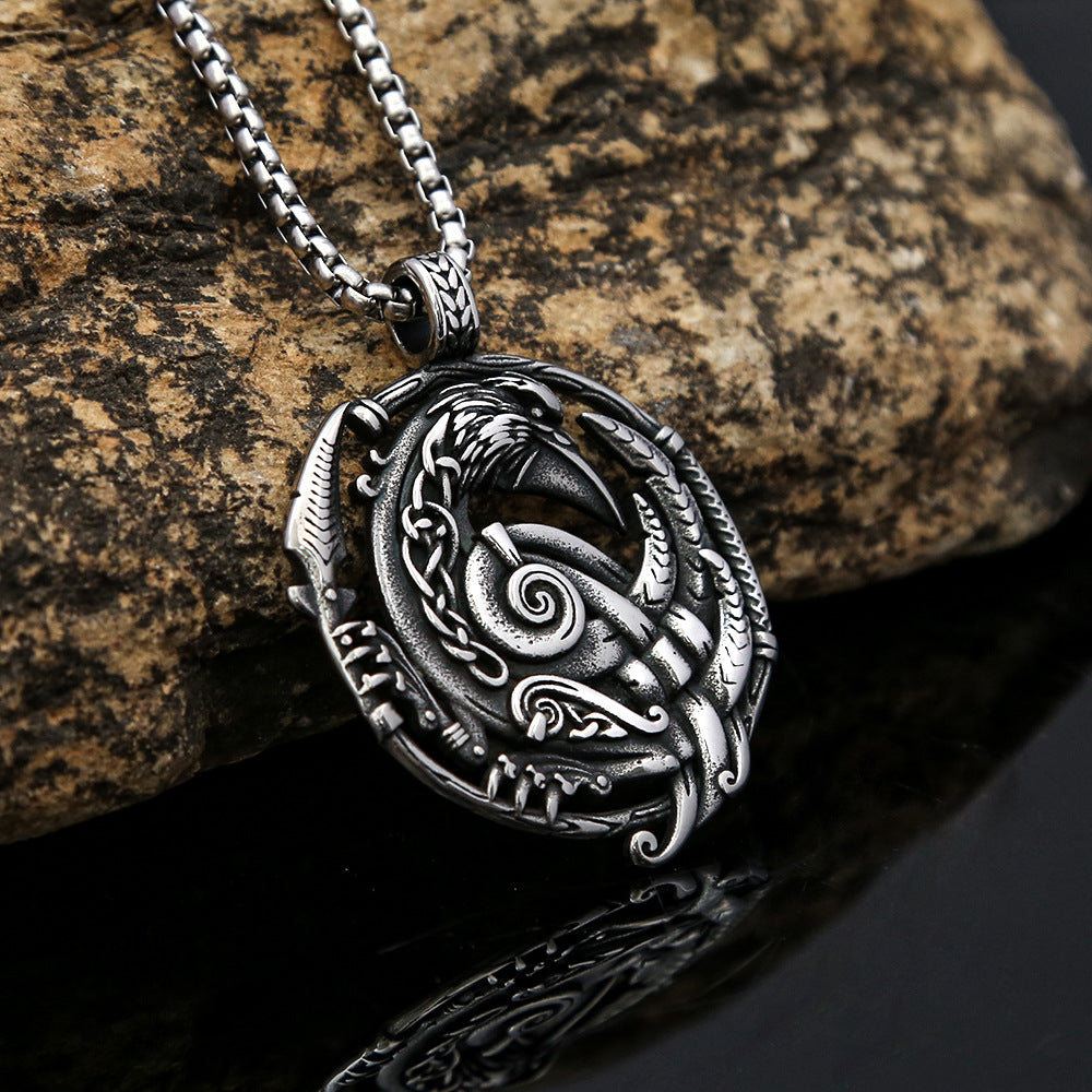 European And American Retro Men's Stainless Steel Viking Pendant Necklace