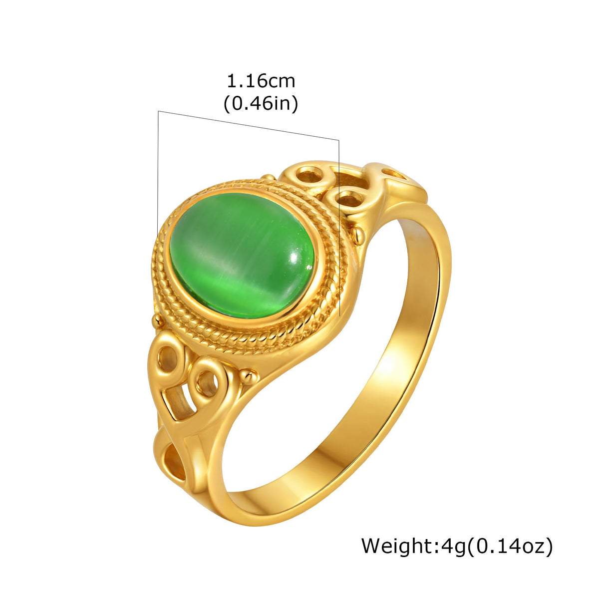 Ladies Stainless Steel Natural Stone Opal Oval Casting Ring –
