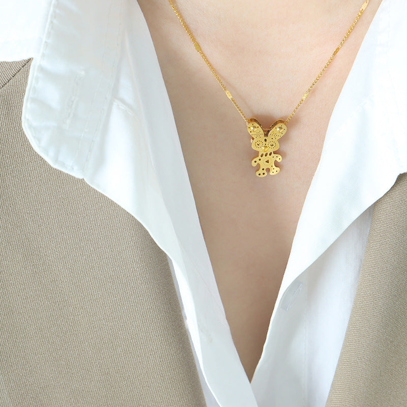 Rabbit Punk Cartoon Necklace - Trendy Gold-Plated Jewelry for Women