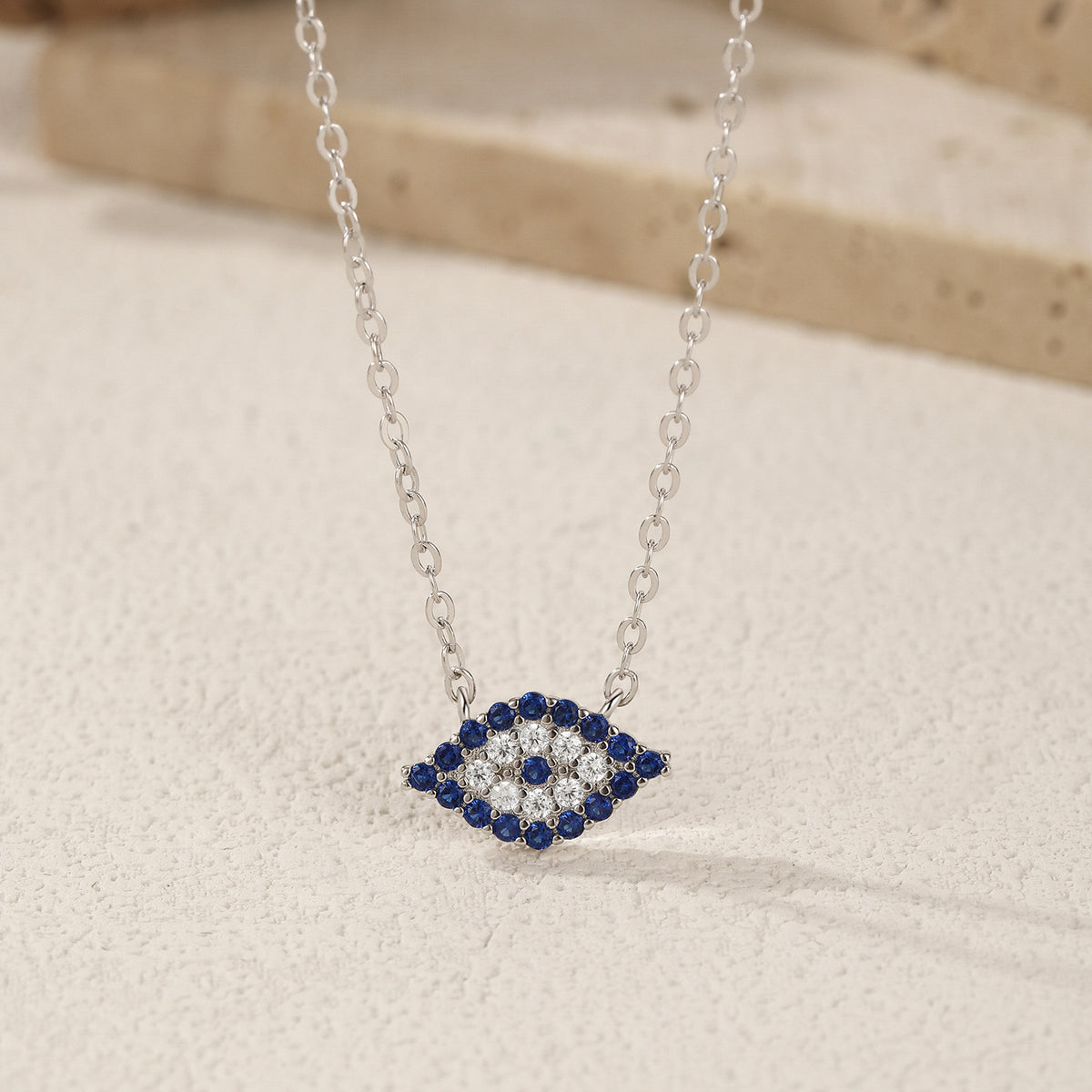 925 Sterling Silver Blue Geometric Necklace