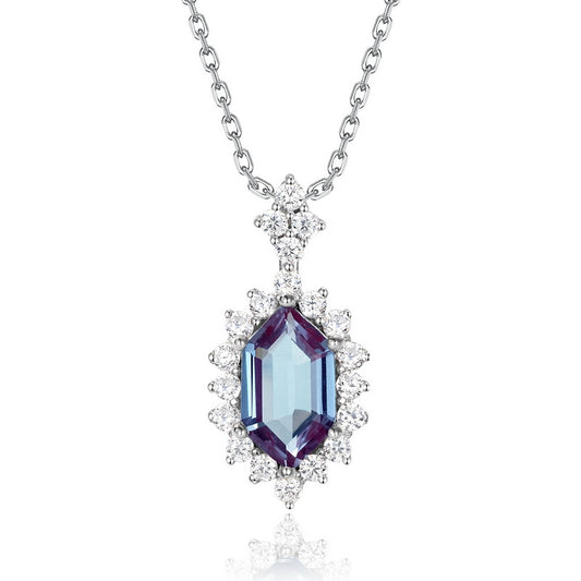 Planderful Jewelry Sterling Silver Alexandrite Pendant Necklace for Elegant Everyday Wear