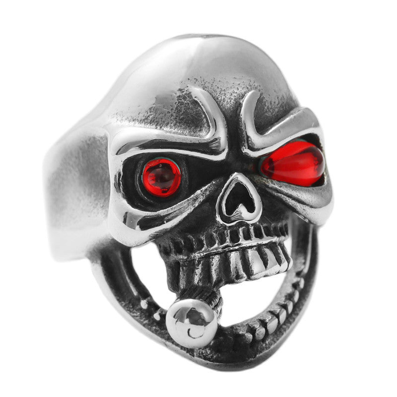 Punk-Inspired Titanium Steel Skull Ring for Men - Retro Dominance in Stainless Steel