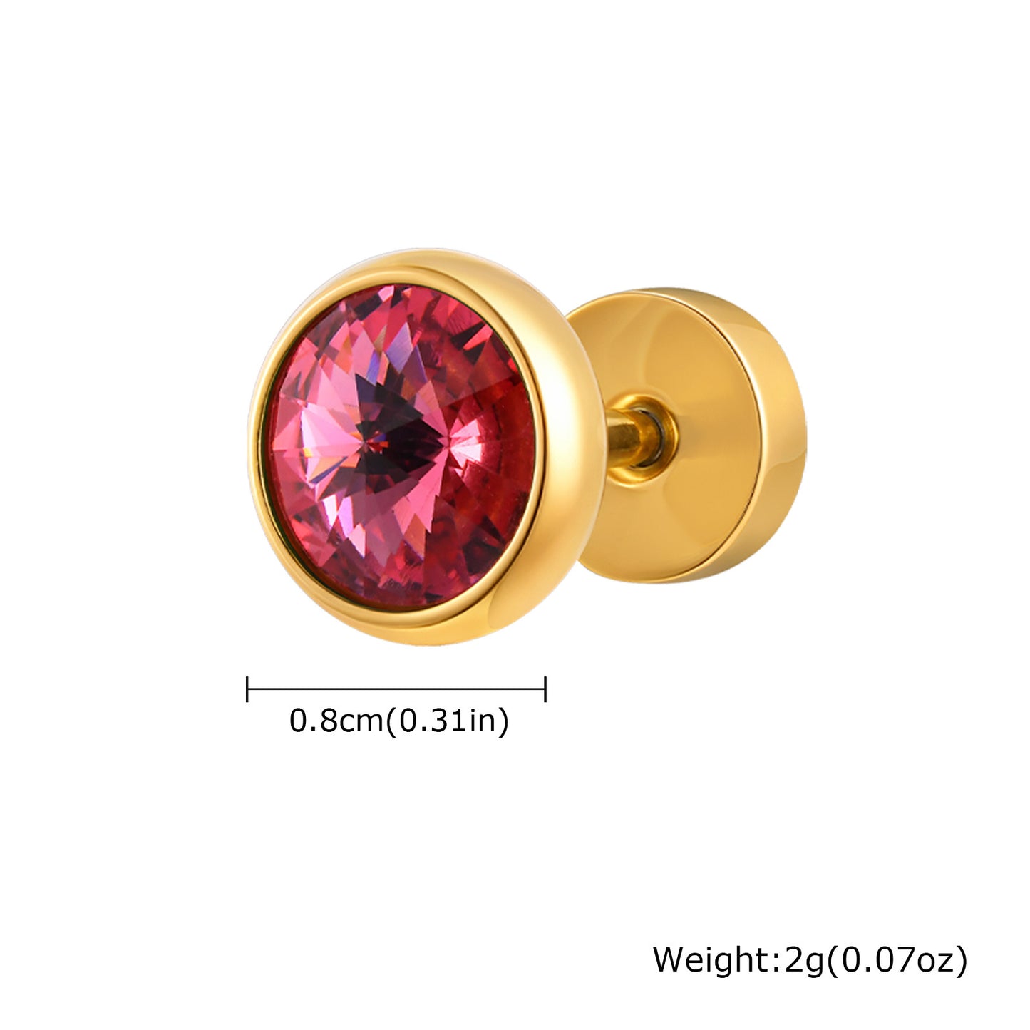 Planderful Stainless Steel White Zircon Stud Earrings Men