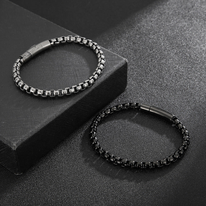 Planderful Square Pearl Bracelet Retro Magnetic Buckle Men