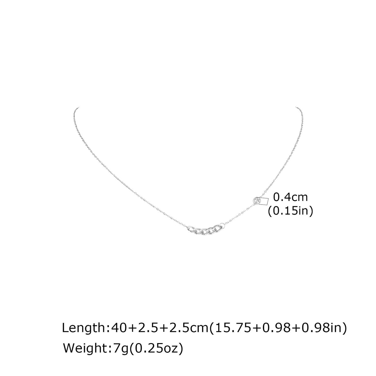 Stainless Steel Urban Refined Minimalist Zircon Chain Necklace For Commuters