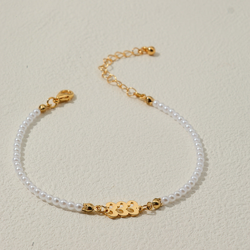 Pearl Chain Letter Pendant Bracelet - Vienna Verve Collection