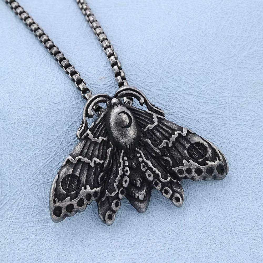 Gothic Skull Butterfly Stainless Steel Men's Pendant Necklace