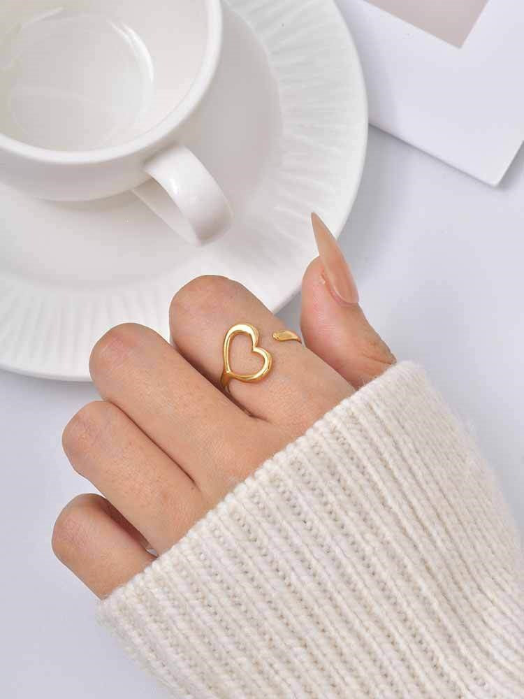 Love Ring Valentine's Day Wear Love Design Stainless Steel Heart Shape