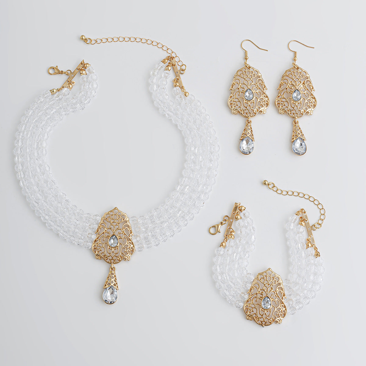 French Crystal Teardrop Jewelry Set