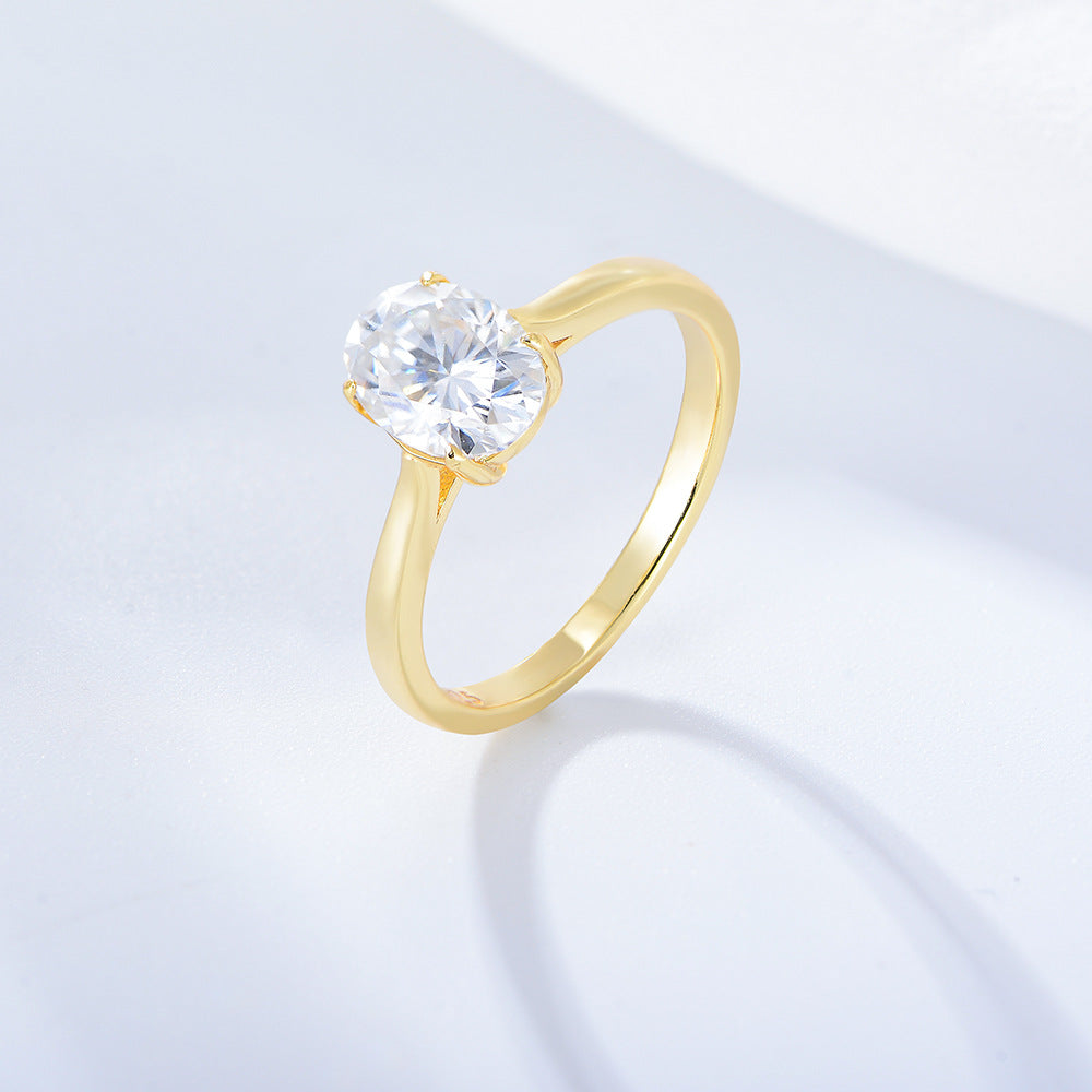 S925 Sterling Silver Oval Zircon Simulation Diamond Ring Classic Wedding Ring Exclusive Supply