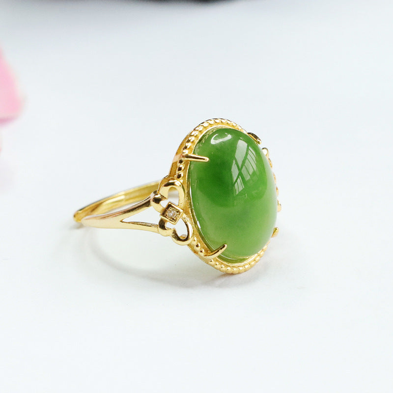 925 Sterling Silver Hetian Jasper Cabochon Ring