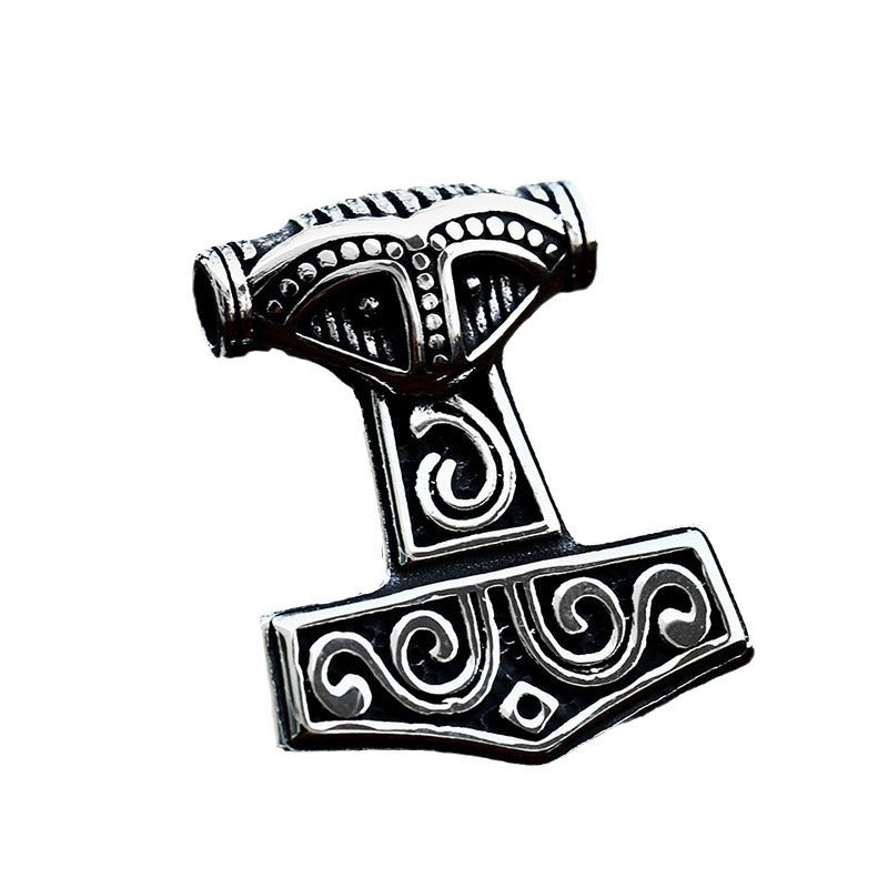 Titanium Steel Thor's Hammer Pendant for Men - Nordic Viking Totem Wholesale Fashion Accessory