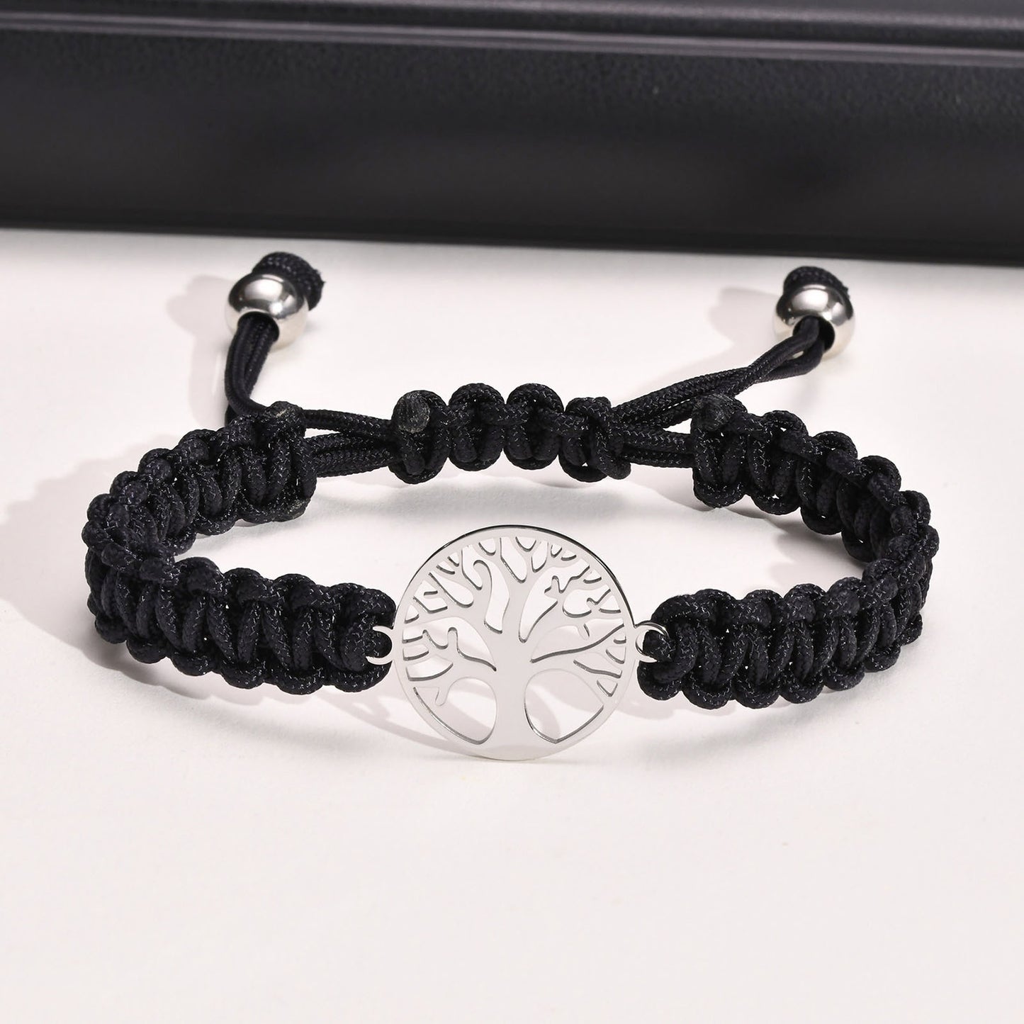 Stainless Steel Tree of Life Nylon Rope Braided Bracelet for Men