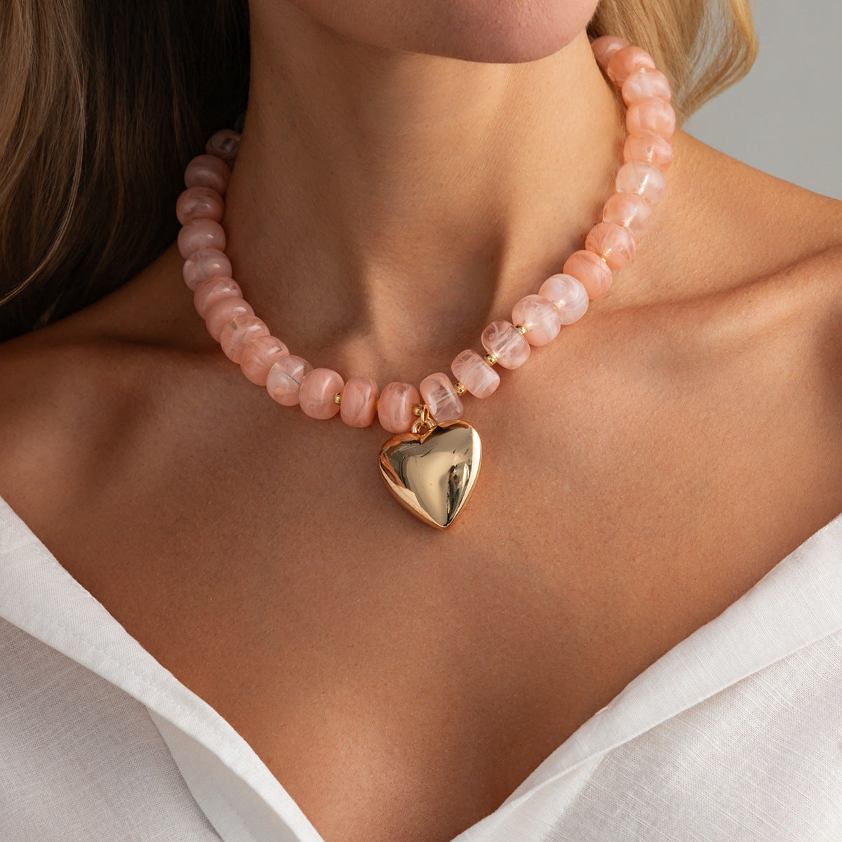 Candy-Color Heart Beaded Necklace