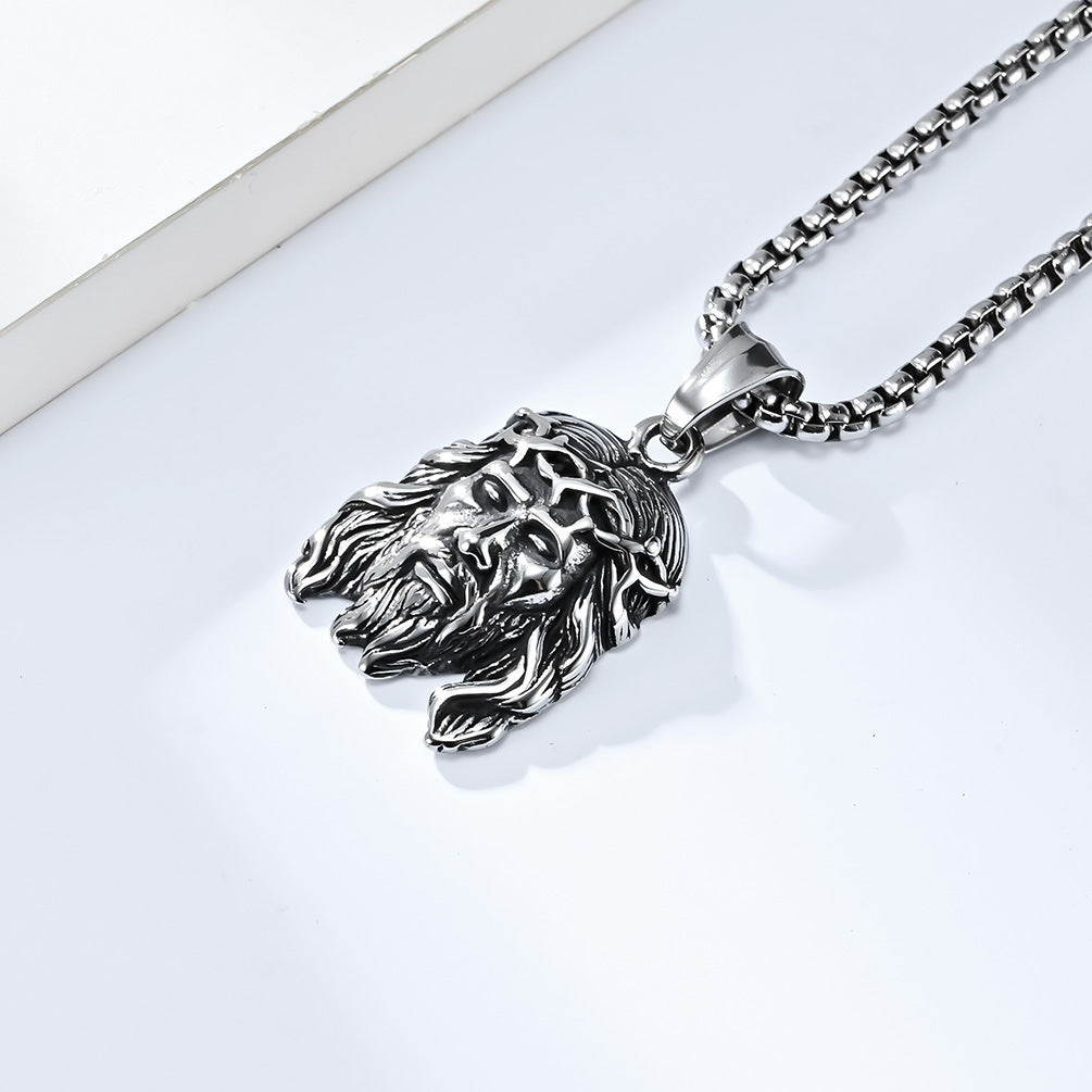 Planderful Collection Everyday Genie Pendant Necklace Unisex Steel Jewelry With Retro Portrait Charm For Trendsetters