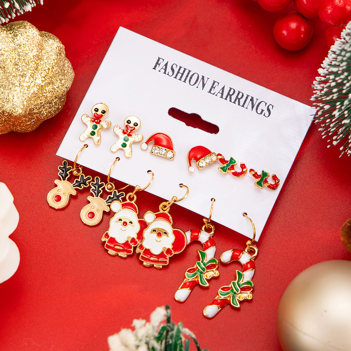 Planderful Christmas Snowflake Bell Earrings Set For Women Festive Pearl Elk Santa Cartoon Dripping Statement