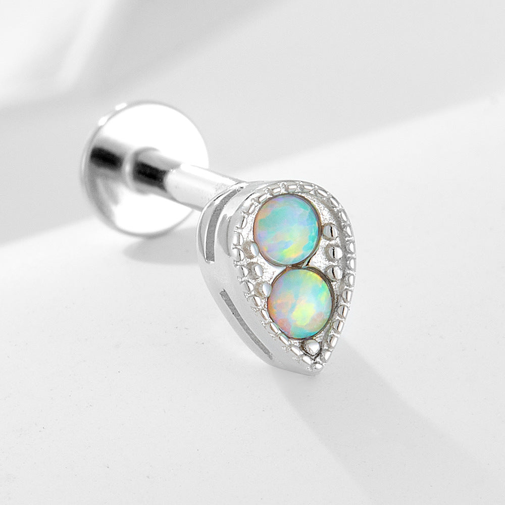 Planderful S925 Sterling Silver Opal Earrings Geometric Water Drop Design For Women