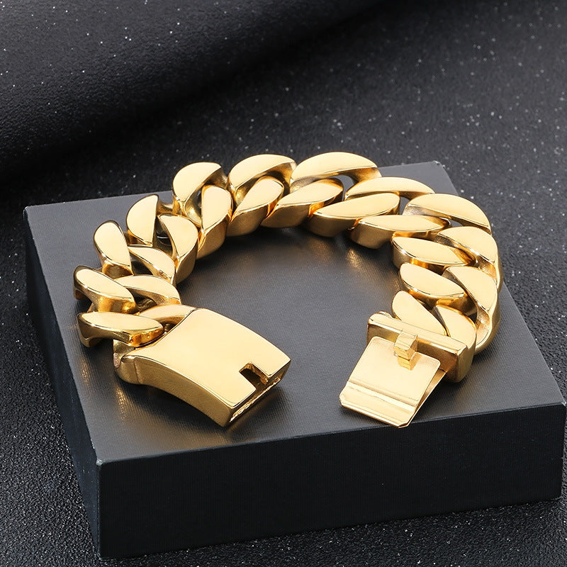 Planderful Cuban Chain Titanium Mens Bracelet Stylish