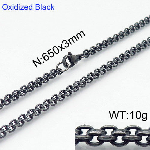 Stainless Steel Men's Necklace, Titanium Steel Chain Retro Double-Layer O-Shaped Cross Chain