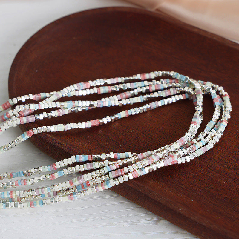 Luxurious Handmade Titanium Steel Necklace with Natural Stone Beads