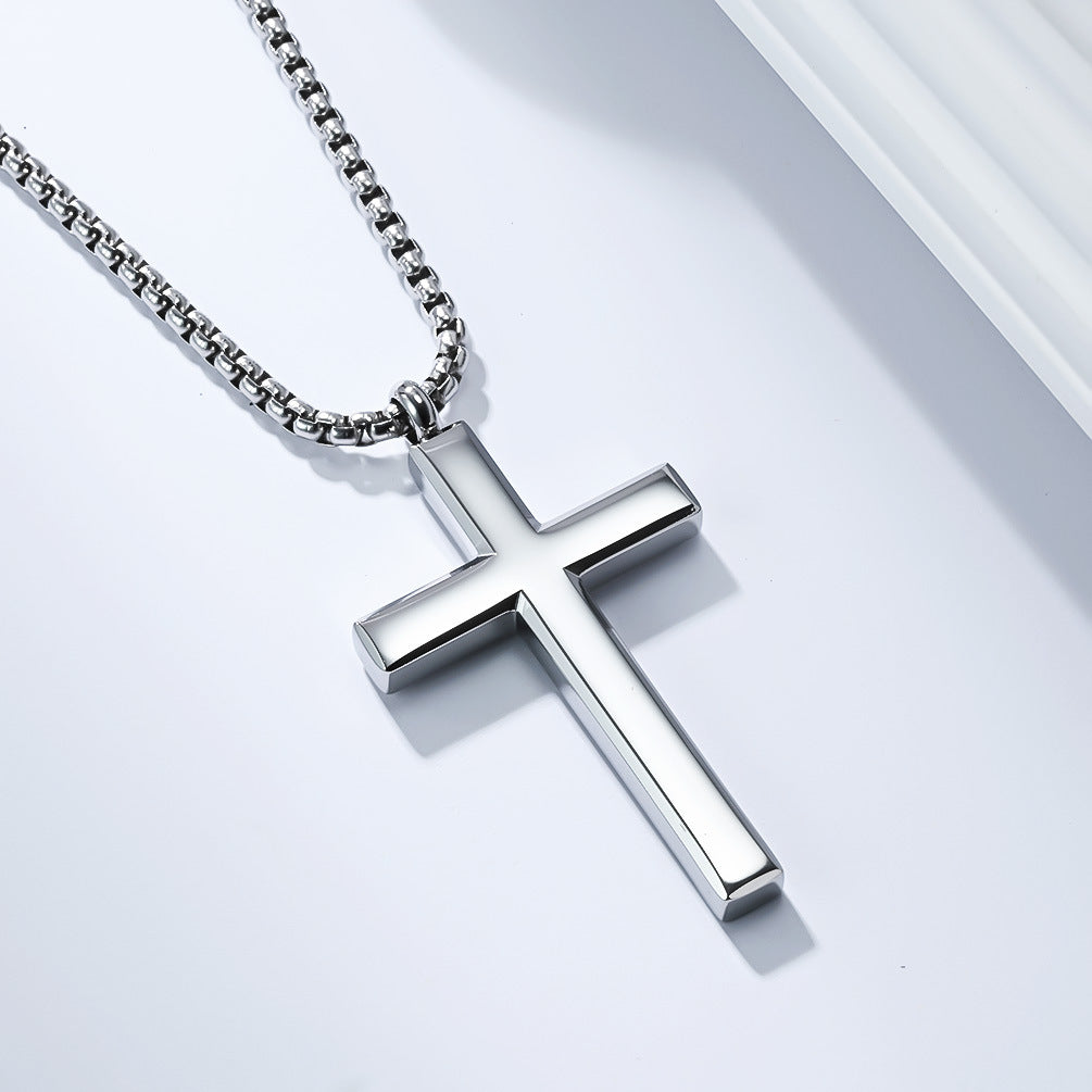 Planderful Stainless Steel Cross Pendant Necklace For Men Durable Trendy Chain Jewelry Autumn New Release