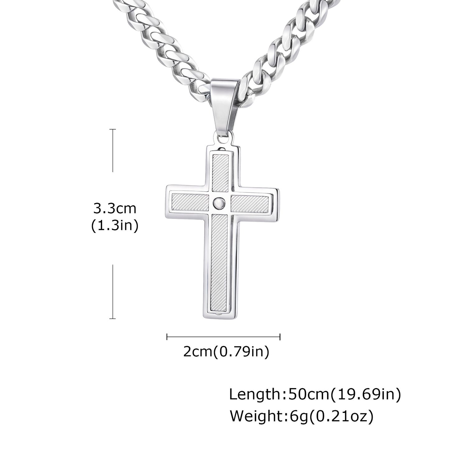Planderful Stainless Steel Cross Pendant For Men Rhinestone