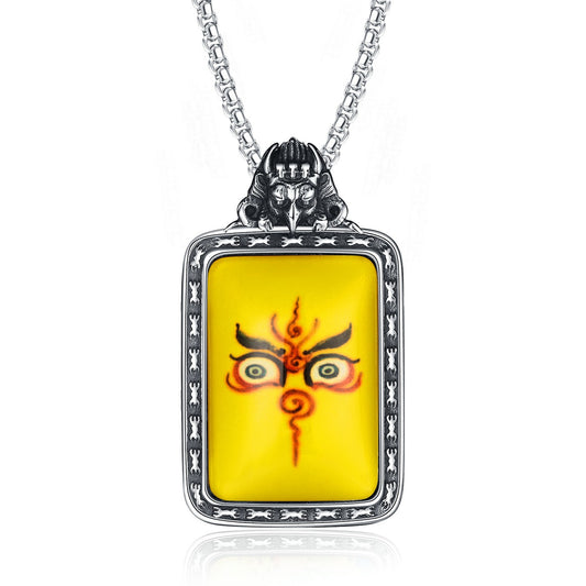 Steel Necklace - Statement Buddha Eye Thangka