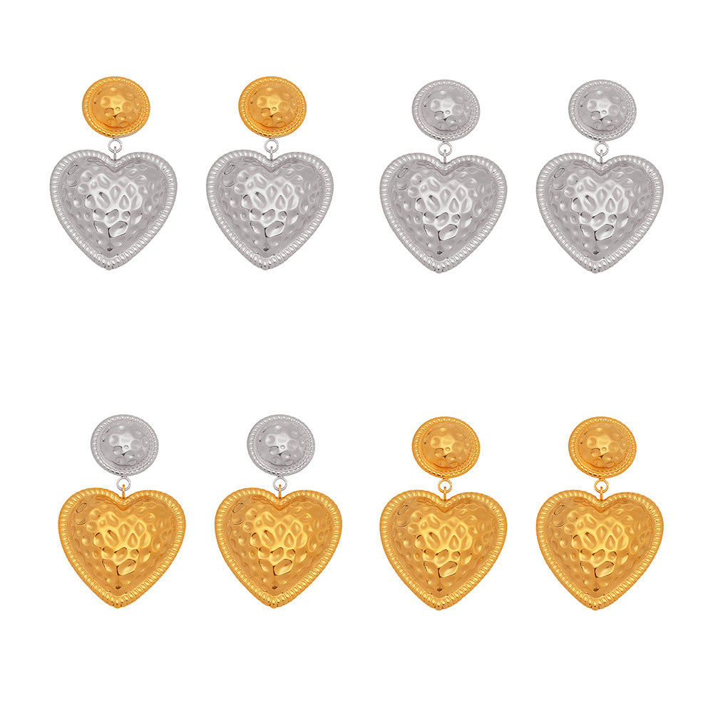 Planderful Peach Heart Stud Earrings 18K Gold Plated Ladies
