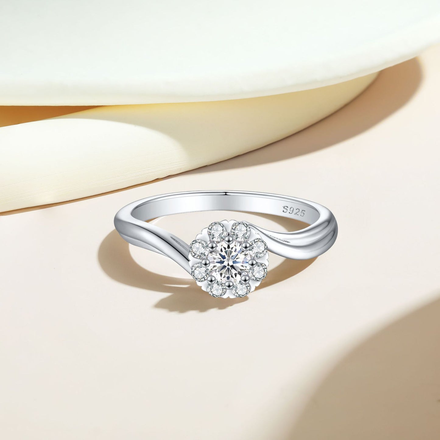 Planderful Sterling Silver Zircon Ring for Women Six Claw Setting Premium Wedding Band