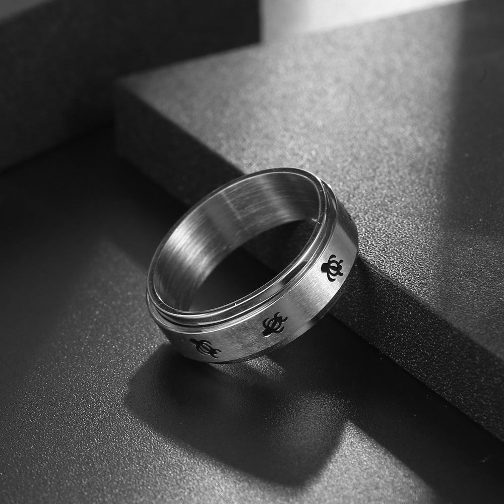 Cute Turtle Rotating Stainless Steel Ring for Men - Wholesale Animal Jewelry